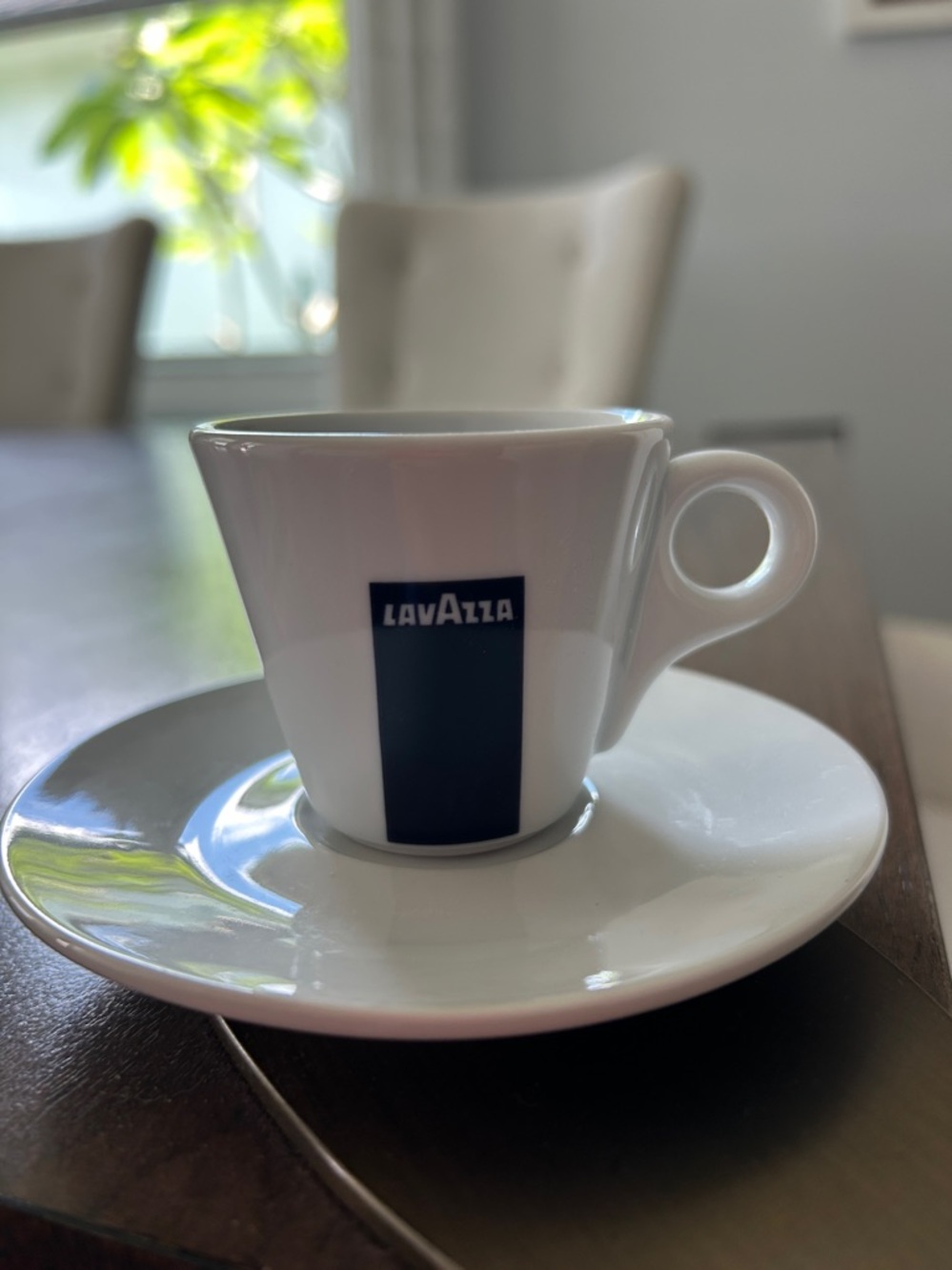 Lavazza White Porcelain One Espresso Cup & Saucer Set